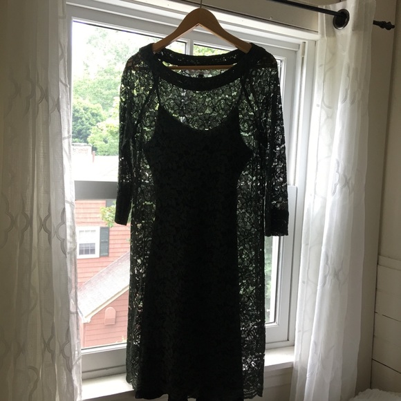 New NWOT DVF Diane Von Furstenberg Dark Green Lace Dress - Picture 3 of 8